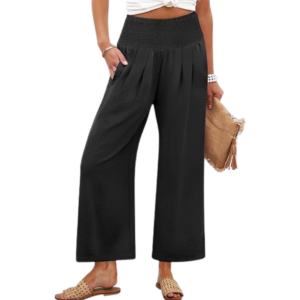Women's High Waist Wide Leg Palazzo Pants with Pockets – Lightweight Casual Trousers